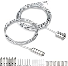 Set of 6 Rope Suspension Installation Kit 1.5 mm x 2 m Adjustable Rope Suspension Lamp Suspension Wire Rope Tensioner Wire Rope Holder Metal for Ceiling Pendant Light LED Panel