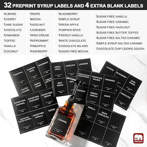 Miniatura 4 de GMISUN Dispensador de jarabe de café, dispensador de bomba de jarabe de 16.9 onzas líquidas para accesorios de cafetería, botella cuadrada de jarabe