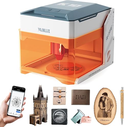 WAINLUXPRO K10 Laser Engraver, 5000mW Portable Laser Engraving Machine for Wood, Leather,Glass, Cloth | Class 1 Safety | DIY Projects | Compatible with Windows/Mac/iOS/Android | Offline Engraving
