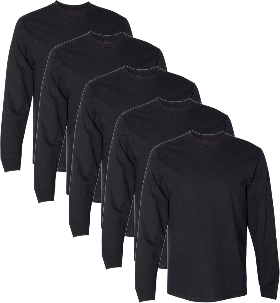 GroundYHENRY NECK LONG SLEEVE T サイズ3 黒美品 Gildan Hammer H400 Long Sleeve T-Shirt - Black - S (Pack of 5