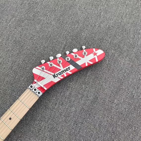 Custom 5150 Electric Guitar Classic Red And White Stripes, Alder Body, Maple Fingerboard