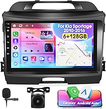 8 Core 6+128G Motorsi Car Stereo Radio for Kia sportage 2010-2016, 9" Touch Screen Audio with CarPlay Android Auto Bluetooth GPS Navigation Mirror Link WiFi EQ RDS Hi-Fi SWC Backup Camera