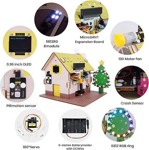 Miniatura 2 de Microbit Smart Home Kit para Microbit V1 y V2, kit educativo STEM con tutorial en línea (sin Microbit y batería AAA, amarillo