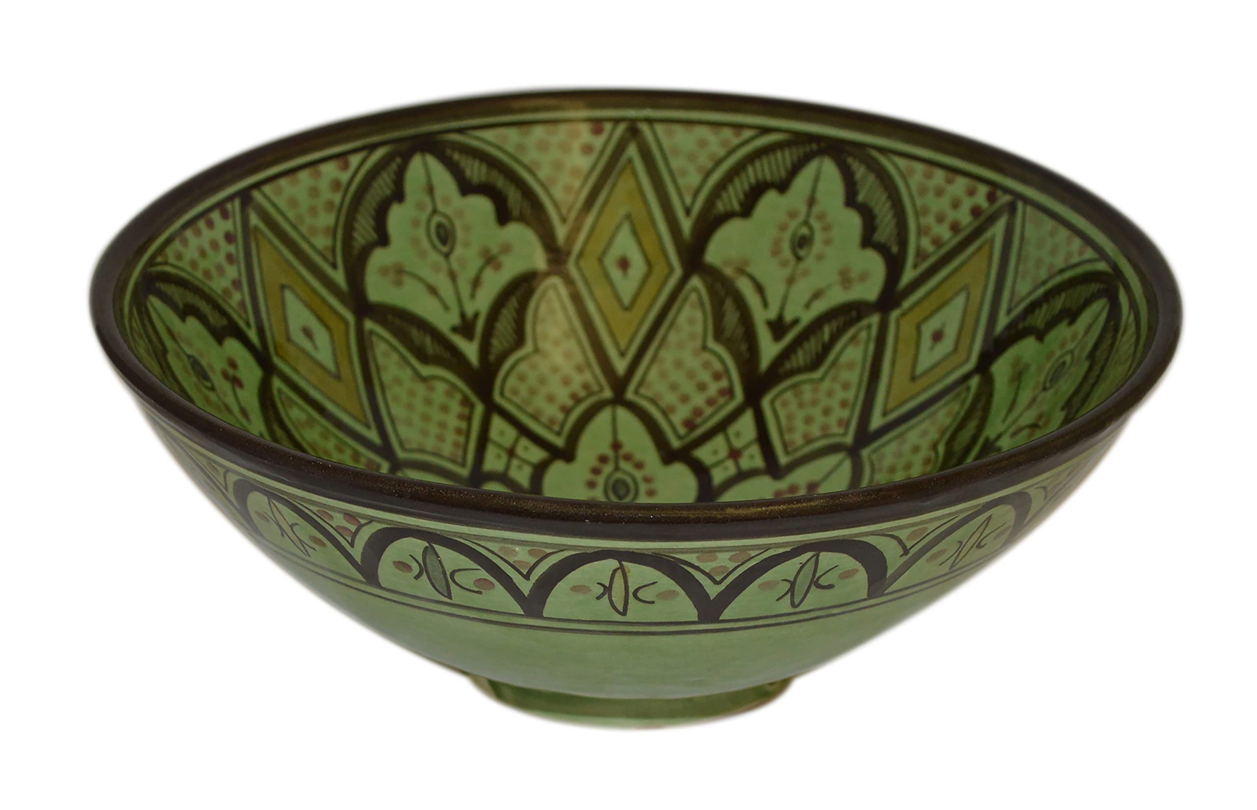 Ceramic Bowls Moroccan Handmade Serving Bowl Large 12 Inches in diameter Multicolored Green