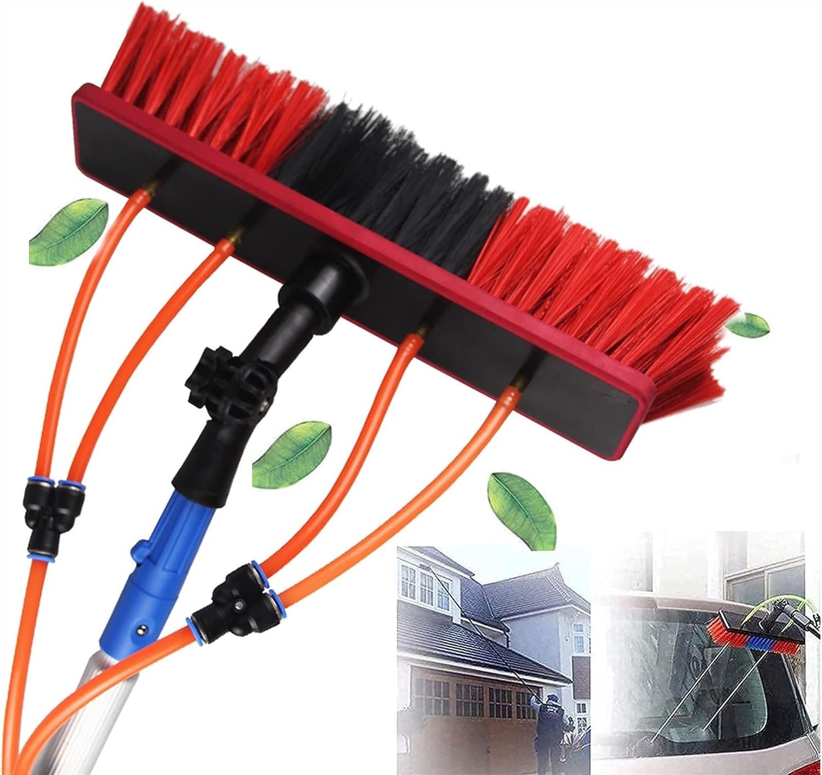 GTHTUHFD Water Fed Telescopic Brush, Window Cleaning Pole Brush Window And Solar Panel Cleaning System Windows Cleaning Trucks Water Fed Pole Kit Brush Head,50cm Brush Head-9M/29.52Ft
