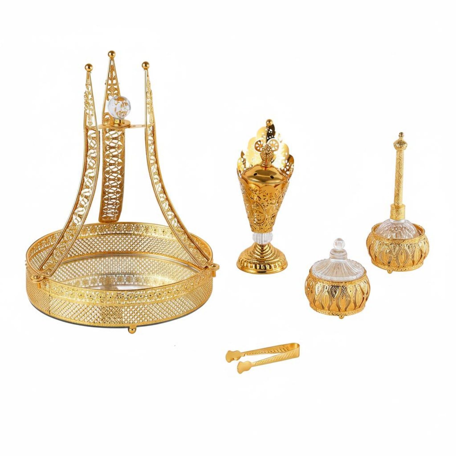 1 Porta Incienso Decorativo Colección de Perfume Ornamento Detallado Metálico Recipiente Brillante Adecuado para Salón Mesa Té Exposición Estilo Clásico Relajación Hogar