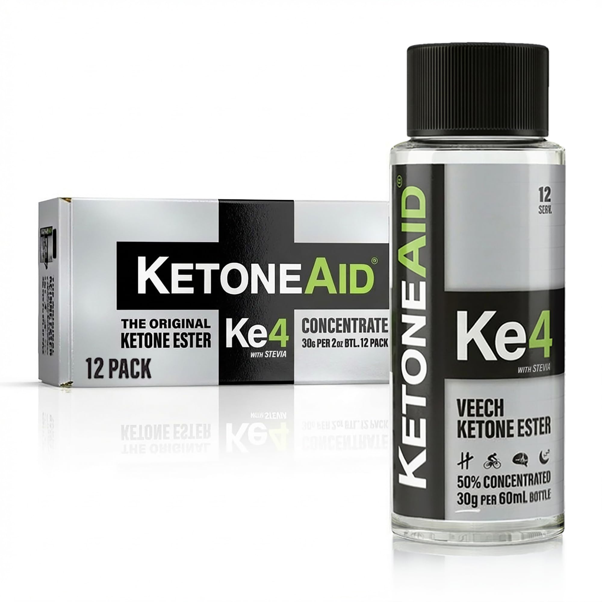 KetoneAid Ke4 Ketone Ester Concentrate | Not a Ketone Salt, No Sugar, No Caffeine | Exogenous D-BHB Ester | 12 Serving Per Bottle (12 Count)