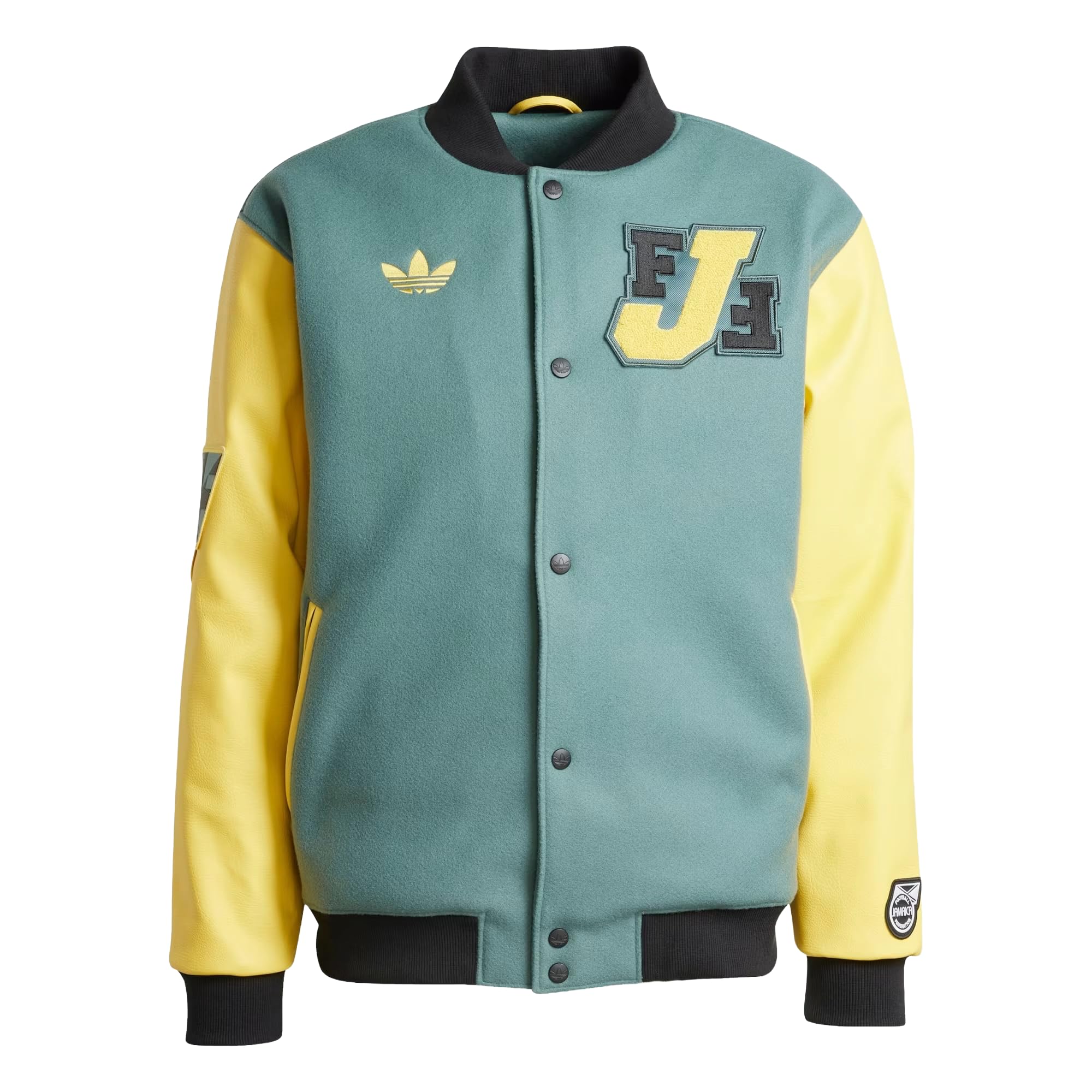 GENDER NEUTRAL JAMAICA VARSITY LOOSE FIT JACKET, Tech Emerald, MEDIUM