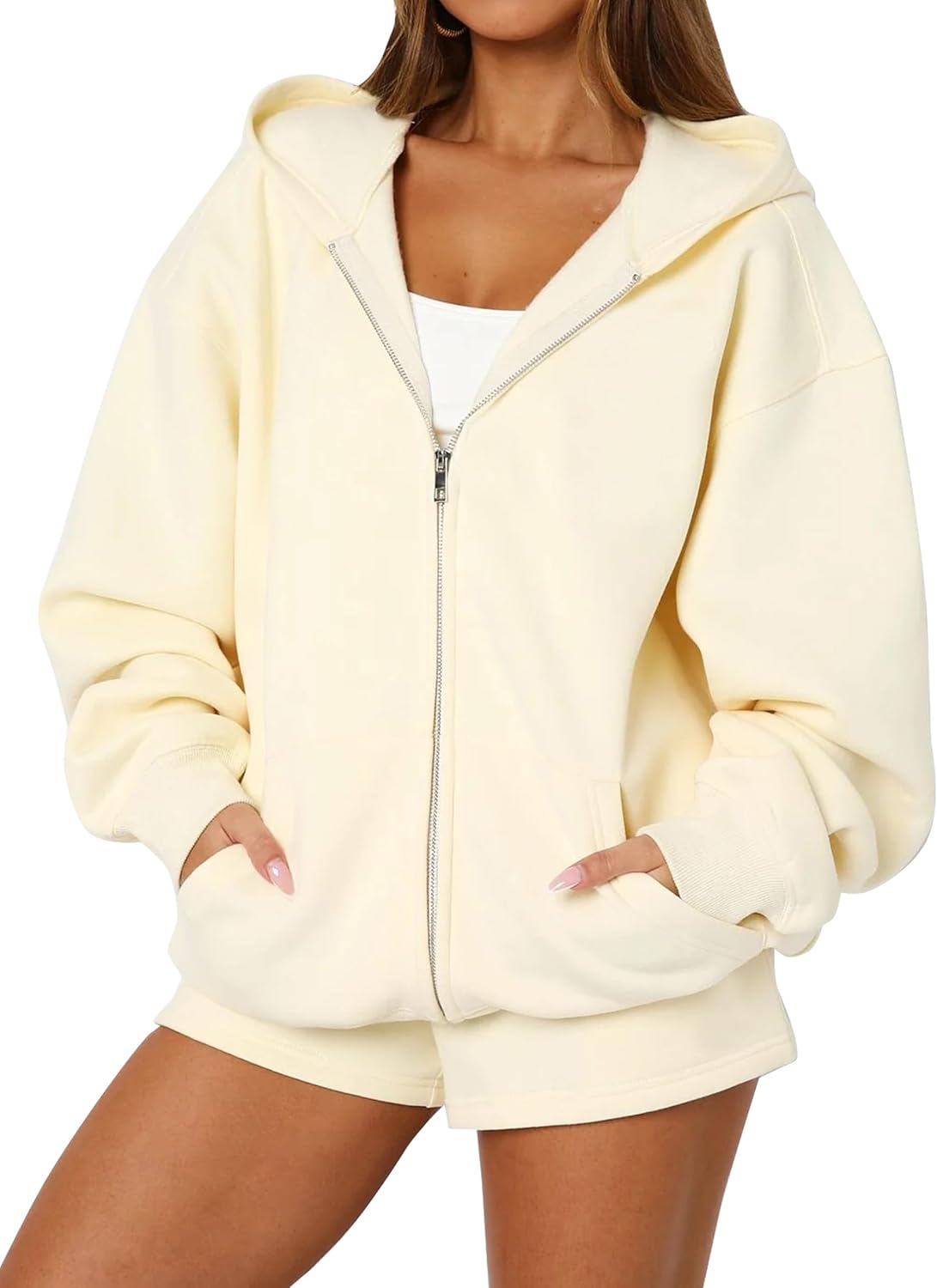 Oversized Zip Up Hoodie for Women Fleece Long Sleeve Hooded Sweatshirts Cute Y2k Jackets 2025 Fall Winter Clothes