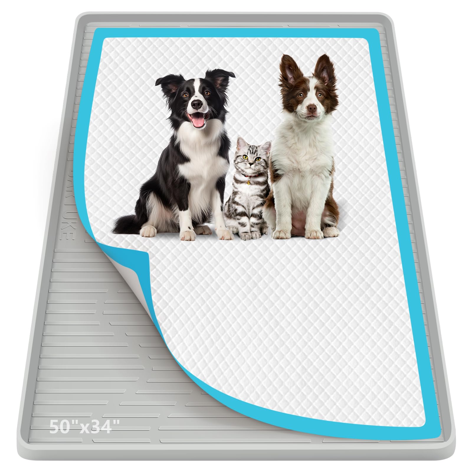 Plateau pour chien à bord haut anti-fuite en silicone géant