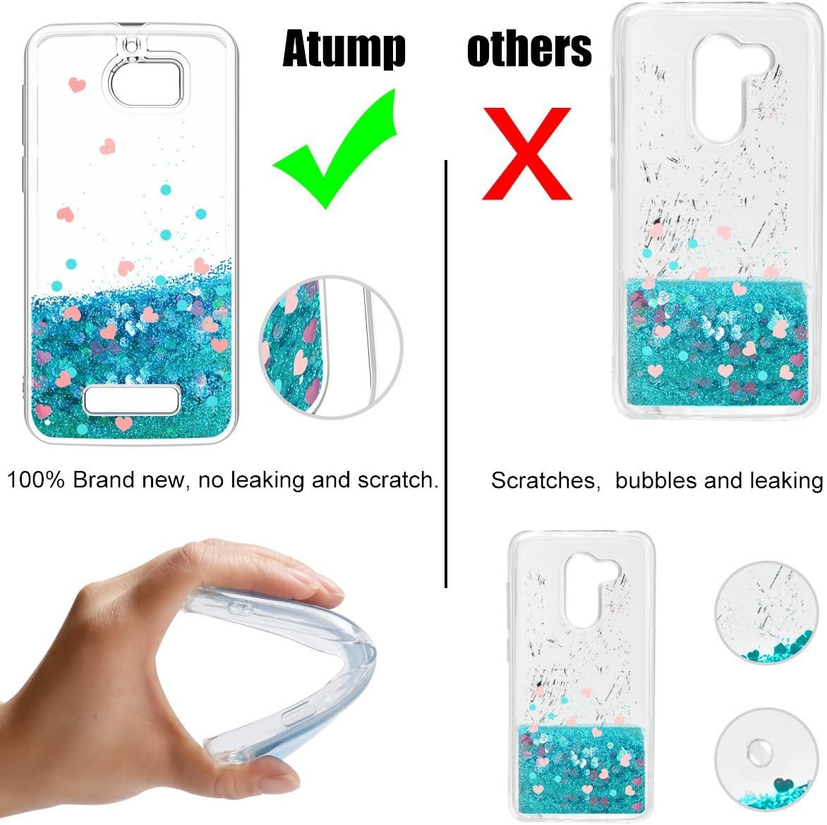 Atump iPhone 8 Case, iPhone 7 Case, iPhone 6s/ 6 Case with HD Screen Protector, 360° Rotation Ring Kickstand [Work with Magnetic Car Mount] PC+ TPU Phone Case for Apple iPhone 6/6s/7/8,Blue