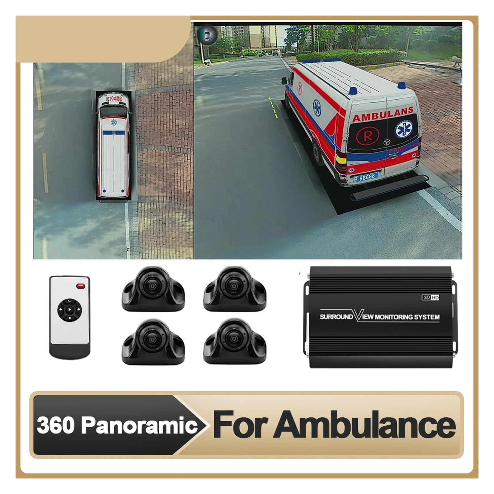 Bus RV 360°-Surround-View-Kamerasystem 360 Bird's Eye Seamless View 3D 1080P-Recorder für Krankenwagen(128usb version)