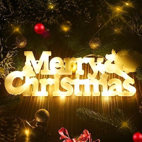 Letrero de Feliz Navidad, letrero iluminado de 11 pulgadas para decoraciones de Navidad, adornos colgantes para árbol de Navidad, luces de letrero