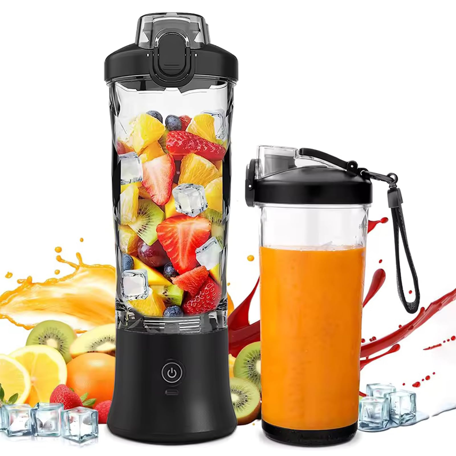 Licuadora portátil de 20 onzas, licuadora recargable por USB de 240 W con pantalla LED, modos de pulso y mezcla, IPX7 impermeable, sin BPA, exprimidor de viaje para batidos, trituración de hielo