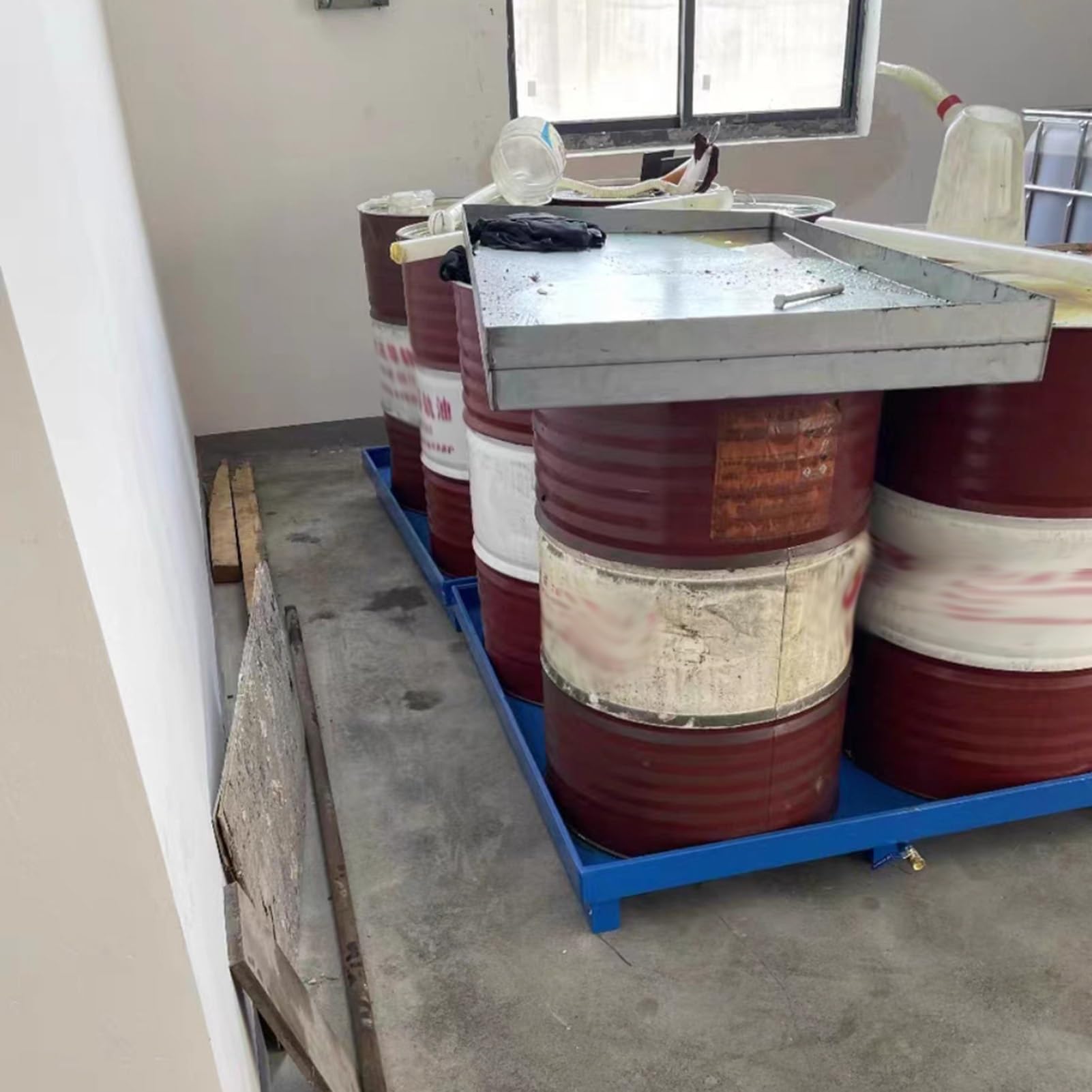 Plataforma Control Desbordamiento, Bandeja A Prueba Derrames con Rejilla Superior Plana, Palet Control Desbordamiento Modular, Palets Almacenamiento Talleres Fábrica(A)