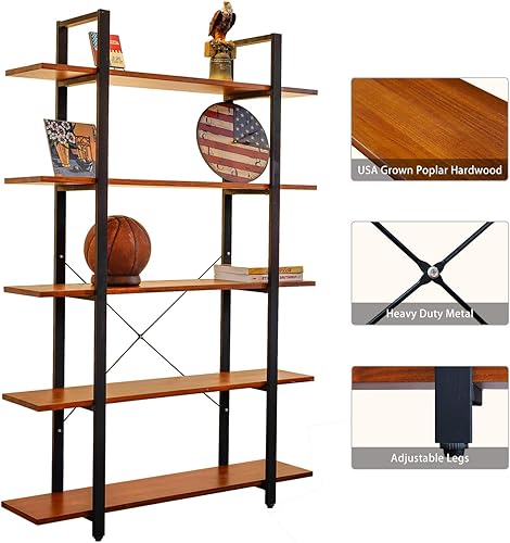 Miniatura 3 de CONSDAN Estantería industrial, madera dura cultivada en Estados Unidos, estanterías de madera real, estantería rústica abierta moderna, estante de