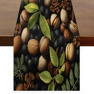 Delicious Nuts Snacks Table Runners, 13 x 72 Kitchen Dining Table Decoration for Everyday Use, Table Decoration for Party Wedding Reception Banquet Decoration, Nuts
