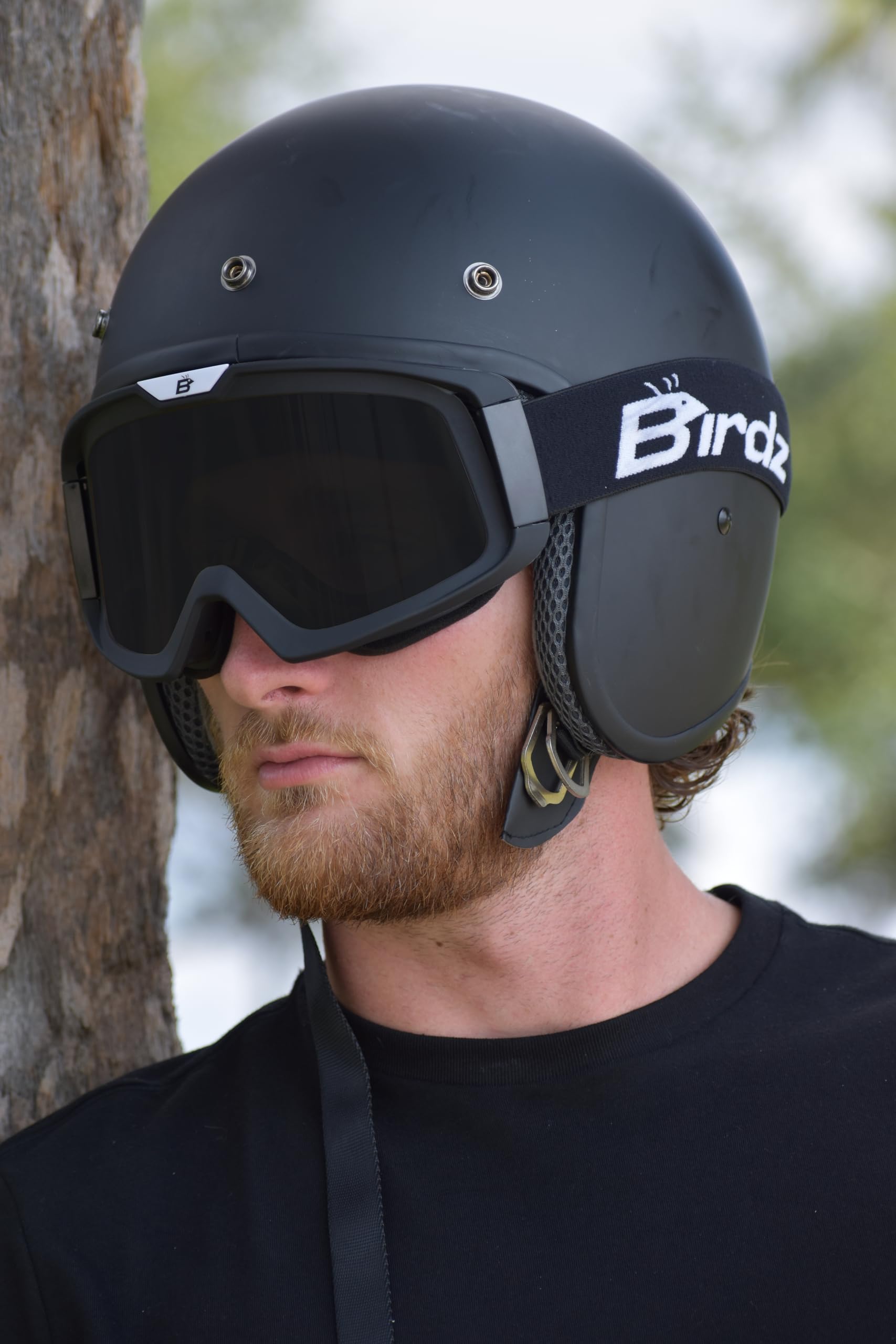 Birdz Occhiali di sicurezza per moto, 2 paia, montatura nera in TPU con lenti trasparenti e fumé
