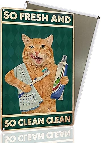 Pautdeer Decoración de pared de gato negro vintage, letrero de baño de 8 x 12 pulgadas, divertido arte de pared de gatos, letrero de lata de metal