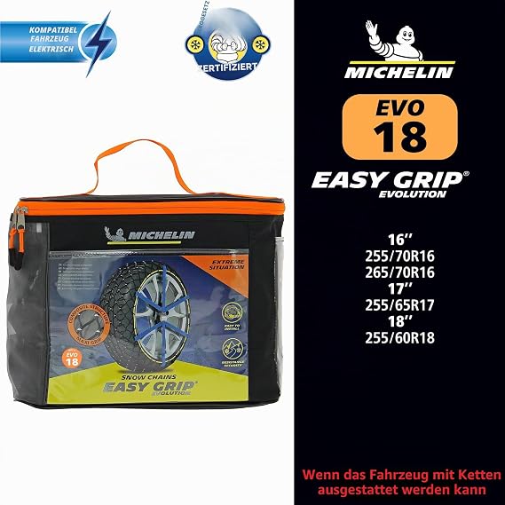 MICHELIN EASY GRIP EVOLUTION 18 Schneekette Auto Textilschneekette 2 Stück Reifen Schneekette Ultraleistungsfähig Einfache Handhabung