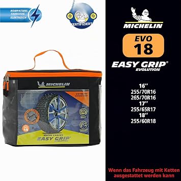 MICHELIN EASY GRIP EVOLUTION 18 Schneekette Auto Textilschneekette 2 Stück Reifen Schneekette Ultraleistungsfähig Einfache Handhabung