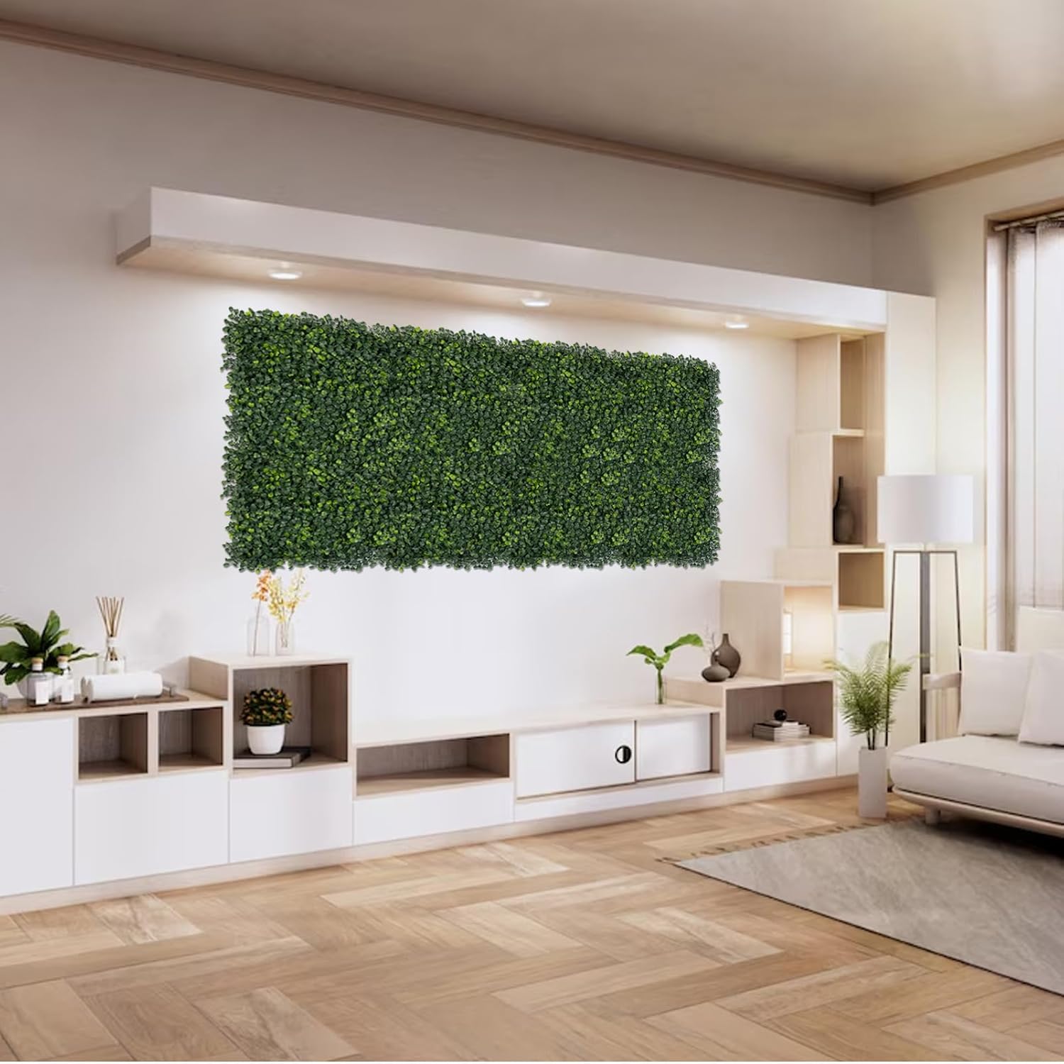 Grass Wall Panels 10 PCS 10"x 10" Artificial Boxwood Panels with 50 Zip Ties, Fake Greenery Backdrop Wall Grass Backdrop Artificial Plant Walls for Outdoor Indoor Garden Fence Backyard and Decor