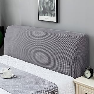 Kopfteilbezug Stretch Bett Husse, Dehnbare Saubdichte Schutzhülle Bett Kopfteil Bezug, 190-210cm Dunkelgrau