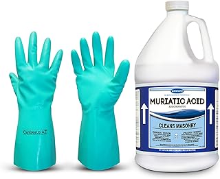 Centaurus AZ Multi-Purpose Muriatic Acid Cleaner - Crown CR.MA.P.01 1gal Muriatic Acid - Etch Remover for Masonry and Control pH for Swimming Pools - Available with Centaurus Acid-Resistant AZ Gloves