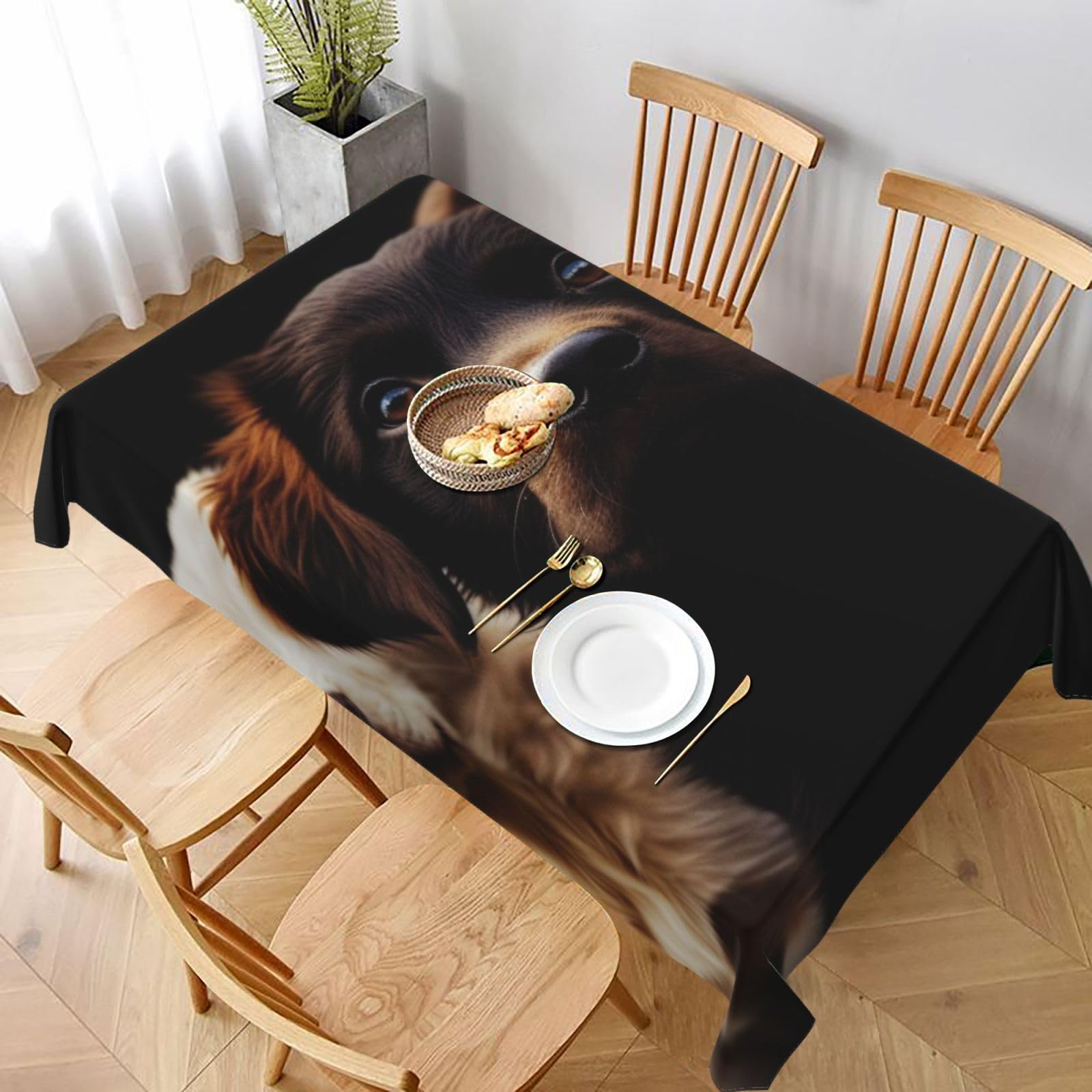 WPKJU Puppies Dog Printed Tablecloth 60x90 in Water Resistant Table Cover Washable Rectangle Table Cloth for Dining Tables
