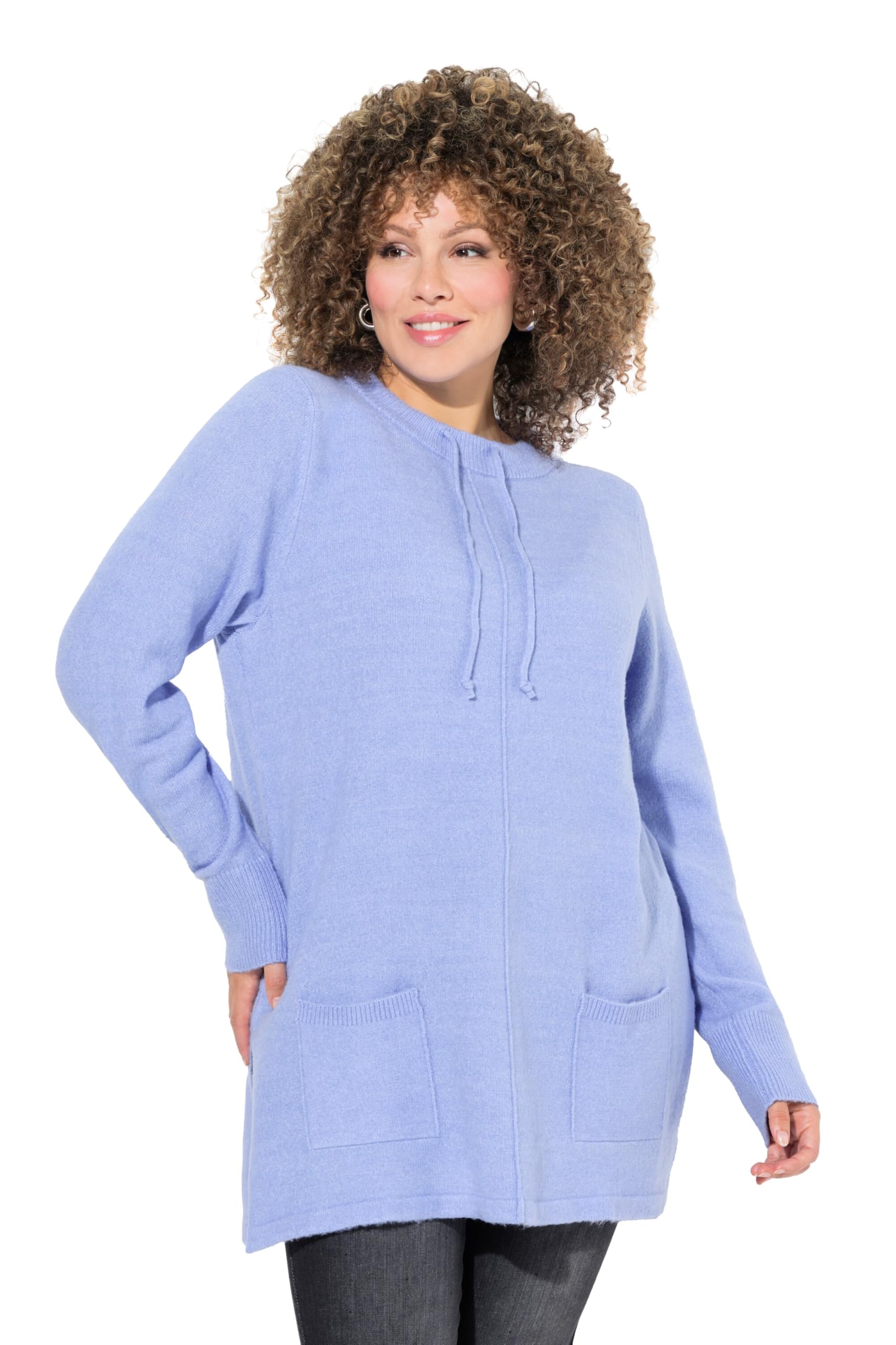 Ulla Popken Damen große Größen Übergrößen Plus Size Pullover, Stehkragen, Kordel, Taschen, Langarm 835711