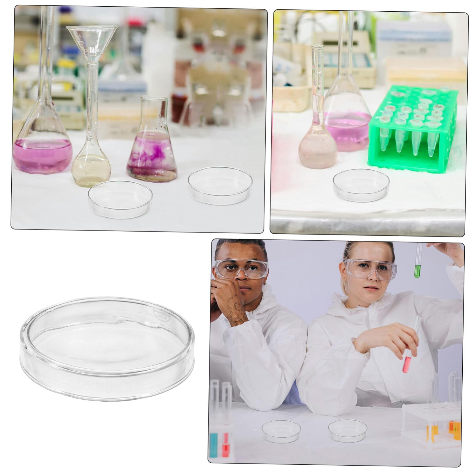 Piastre di Petri in Vetro 90mm 5 Pezzi, Alto Borosilicato | Coperchio Incluso, per Laboratorio e Microbiologia, Resistente al Calore, per Tessuti Vegetali