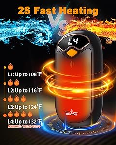 Hand Warmers Rechargeable - Electric Hand Warmer Rechargeable 2 Pack, LED Digital Display, 4 Heat Levels Reusable, USB, Magnetic Portable Handwarmers for Golf/Camping/Hunting, Gift for Women, Men
