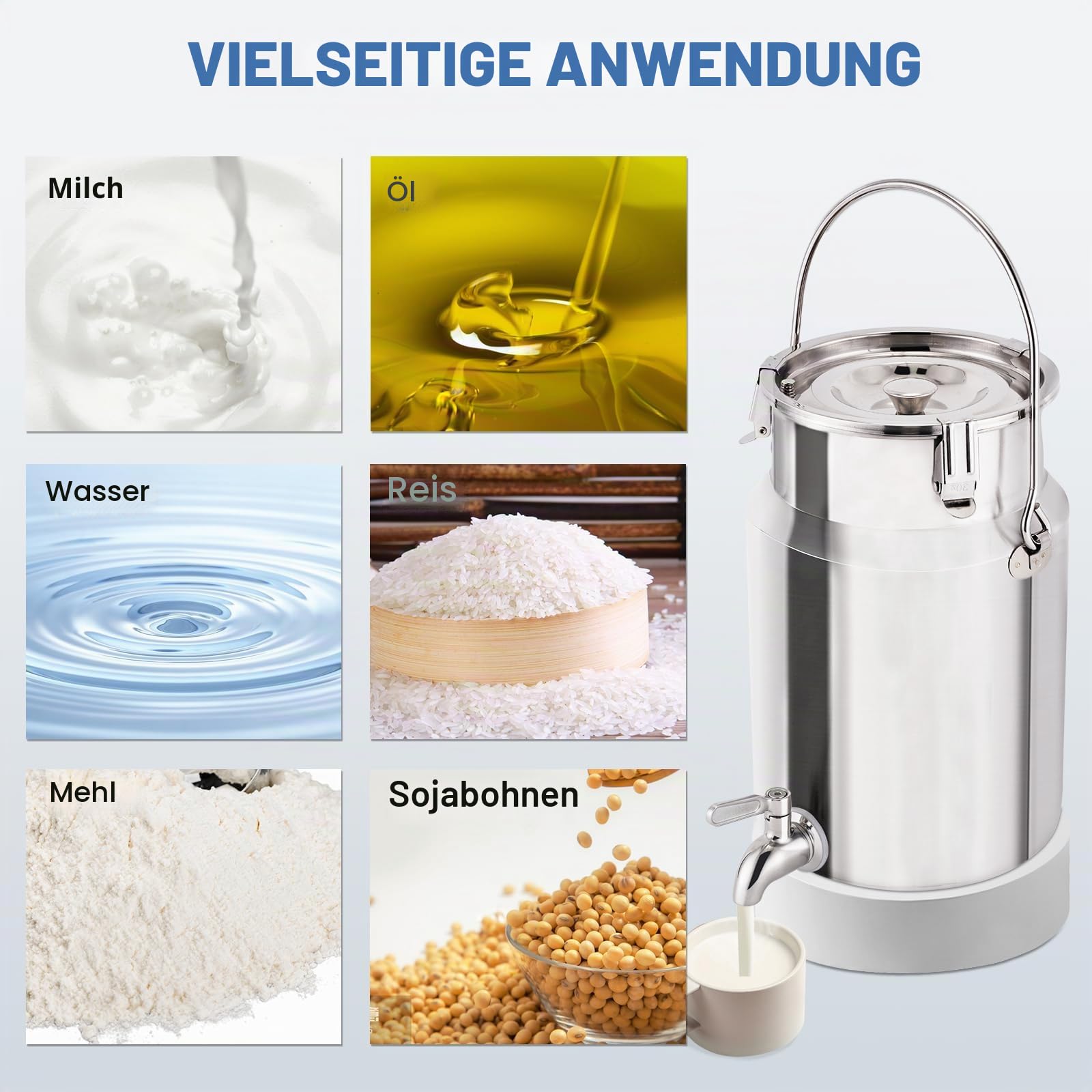 YUCHENGTECH 304 Milchkanne Edelstahl 5L Milchtransportfässer mit Wasserhahn Und Versiegelter Deckel Milchkanne Schwerlast Milcheimer Edelstahl Milchgärfass Getränkespender