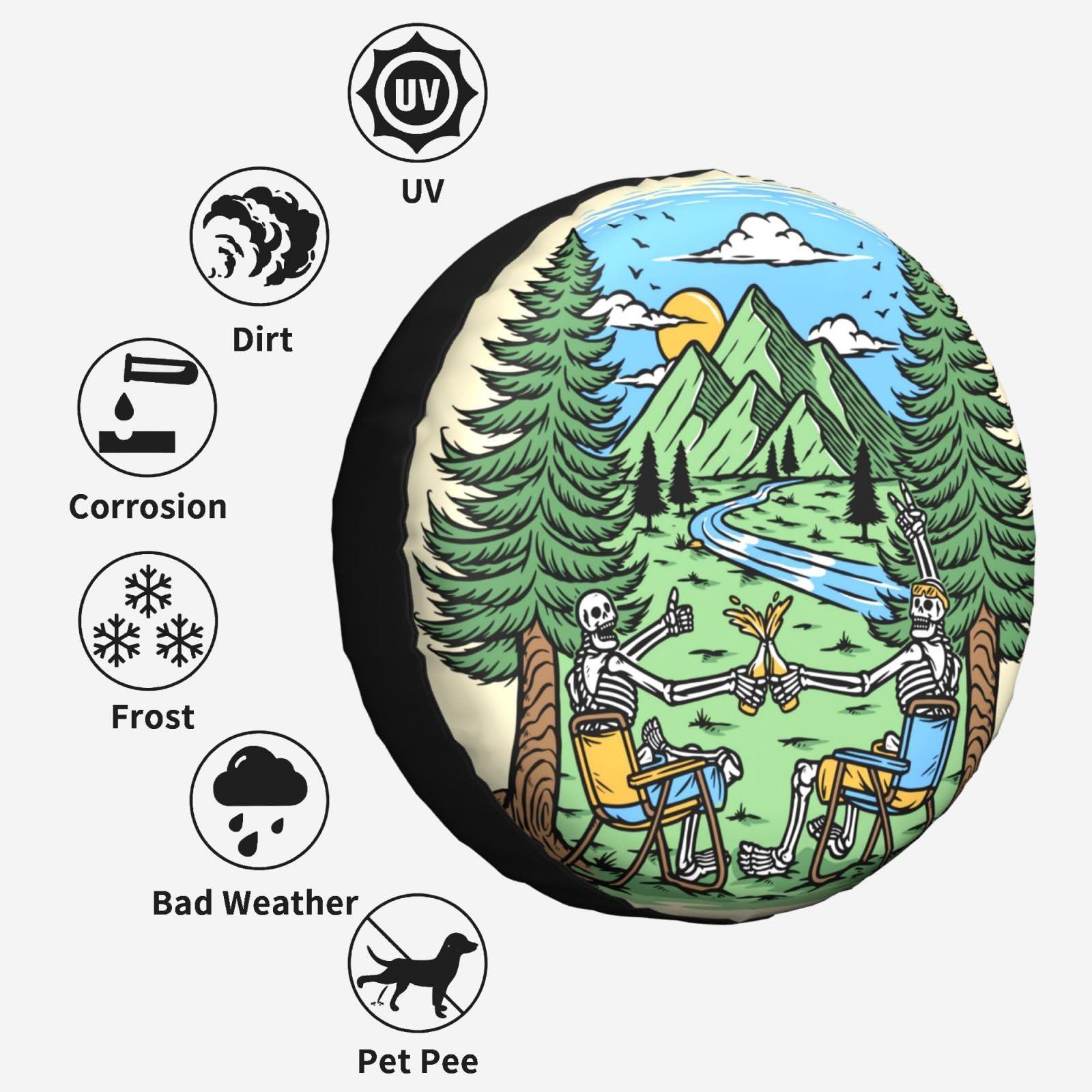 Funda de neumático de repuesto para camping, impermeable, a prueba de polvo, universal, apta para remolque, caravana, SUV, camión, accesorios de camping, 15 pulgadas