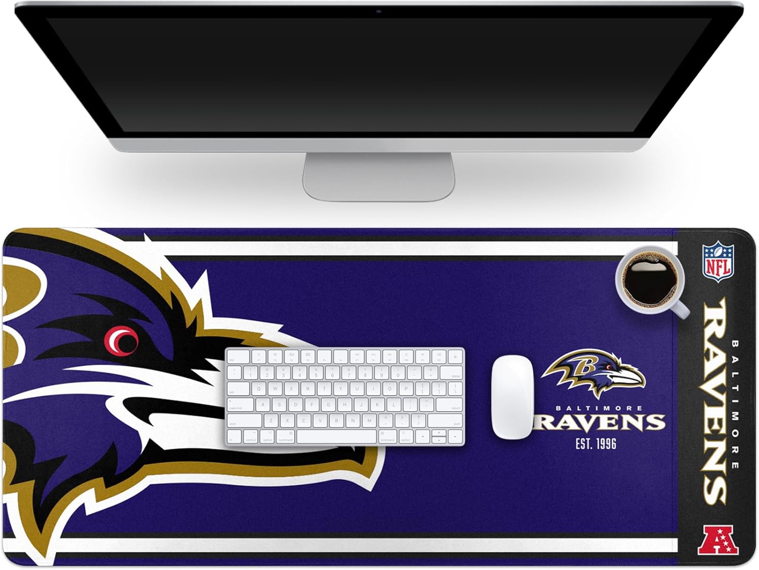 FOCO NFL Official Established Primary Logo Wordmark Home Office Desk Pad Mouse Pad Mat 35" x 16" (Baltimore Ravens, Baltimore Ravens)