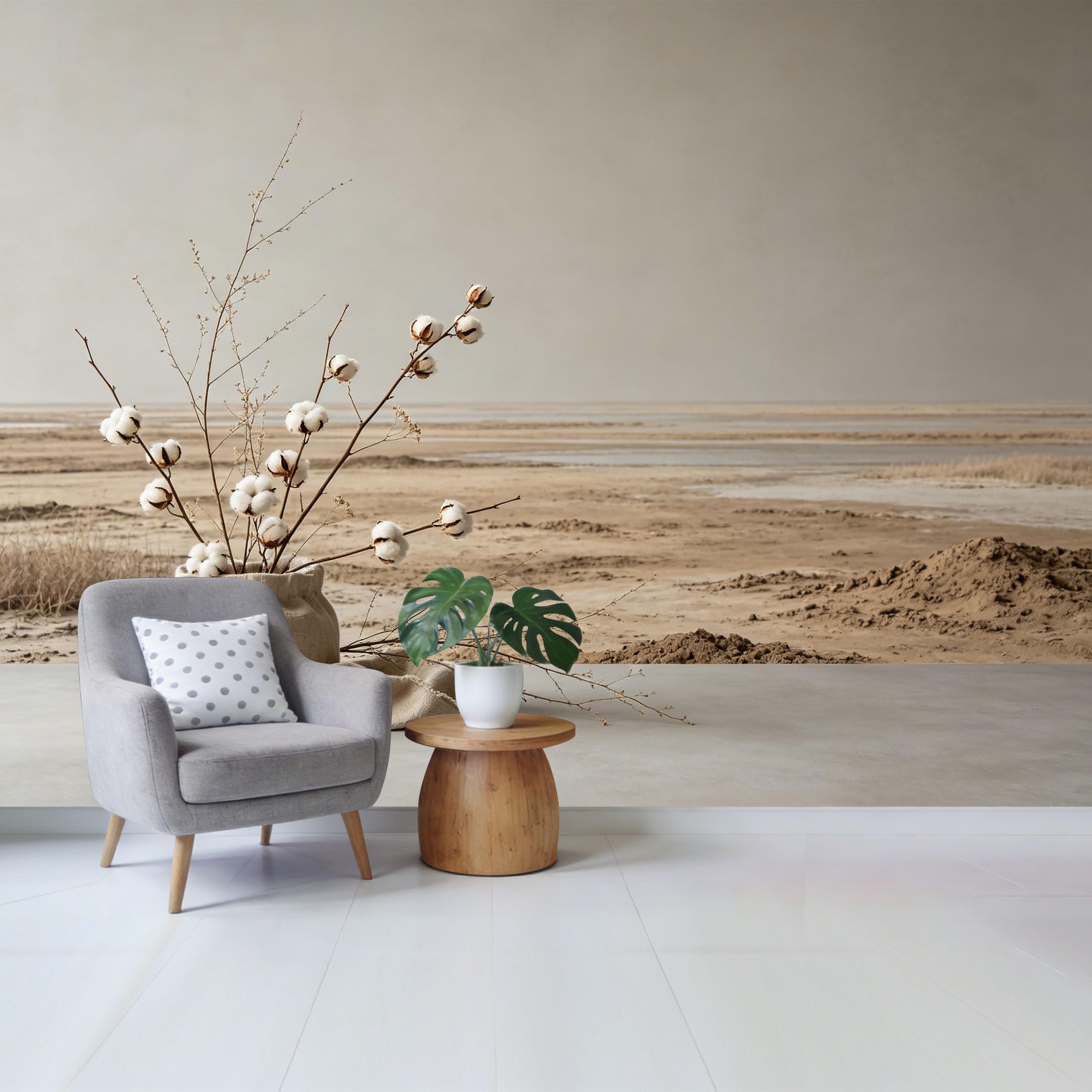 Qzlithotic Yq2605251176 Custom Size Wall Mural Minimalist Dry Cotton Branch Farmhouse Landscape Aesthetic Texture Selfadhesive Wall Fabric Removable Wallpaper For Home Office Decor