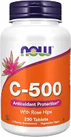 NOW Foods - Vitamina C-500 com Rose Hips - 250 comprimidos