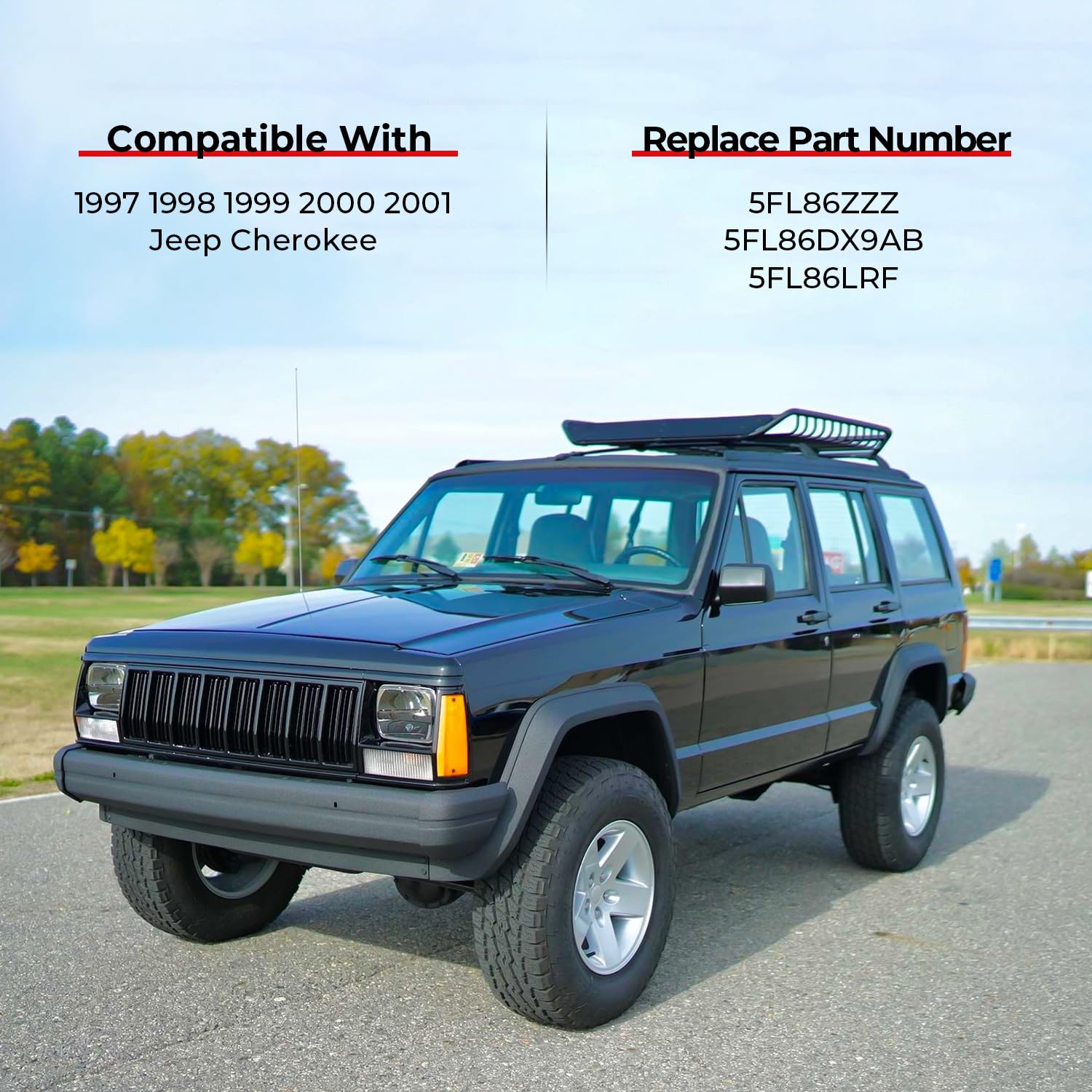 KARPAL Rear License Plate Light Lamp Cover Compatible with 1997 1998 1999 2000 2001 Jeep Cherokee 5FL86ZZZ Gloss Black