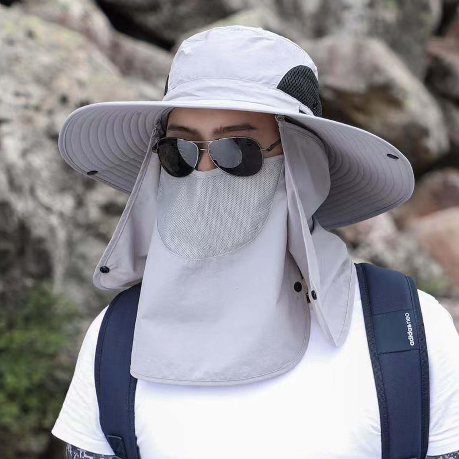 Cappello da pesca per uomo e donna, con protezione solare UPF 50+ e patta per il collo, cappello da spiaggia, cappello da escursionismo, cappello da pesca