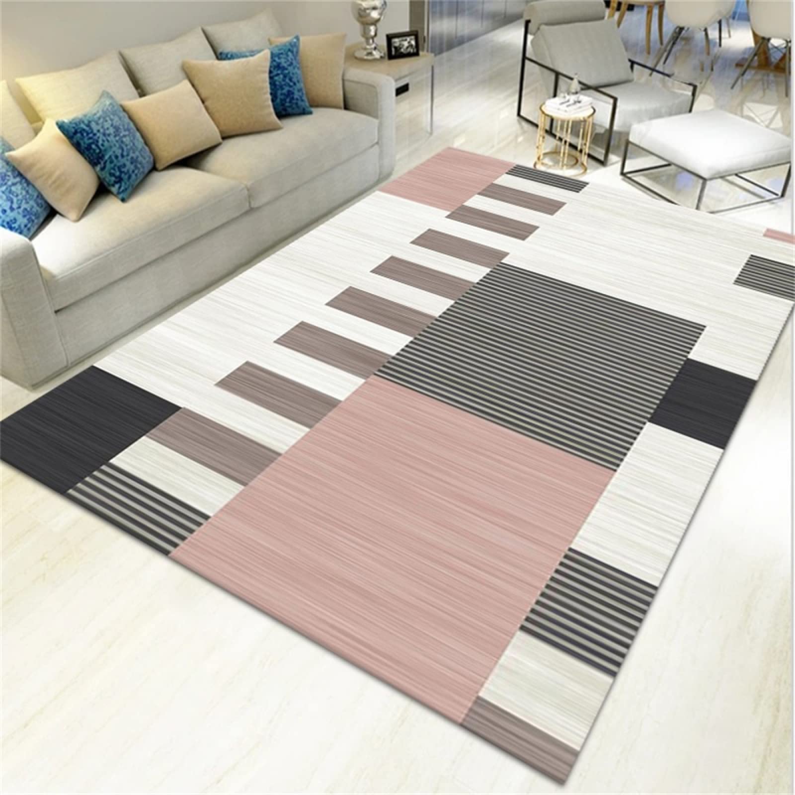Tapis du salon lavable en machine 120x200cm antidérapant et multicolore