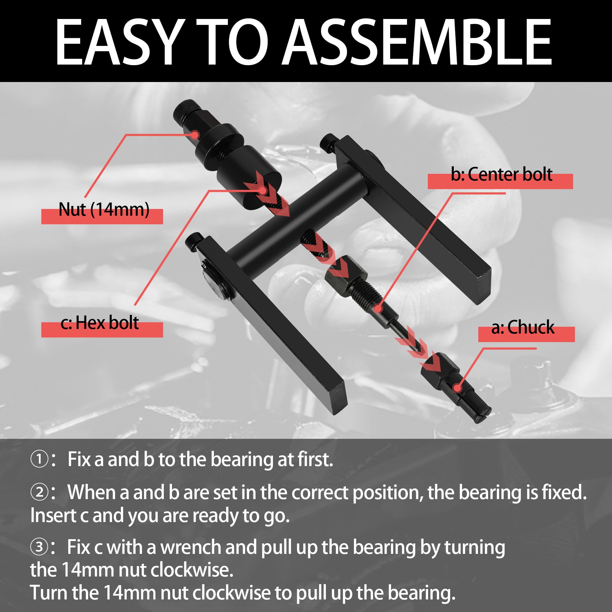 Reywoo Motorcycle Wheel Bearing Puller Set, 10 Piece Blind Hole Bearing Puller Tool Kit Removing Motorcycle Bearings 8 25mm Motorcycle Wheel Inner Bea