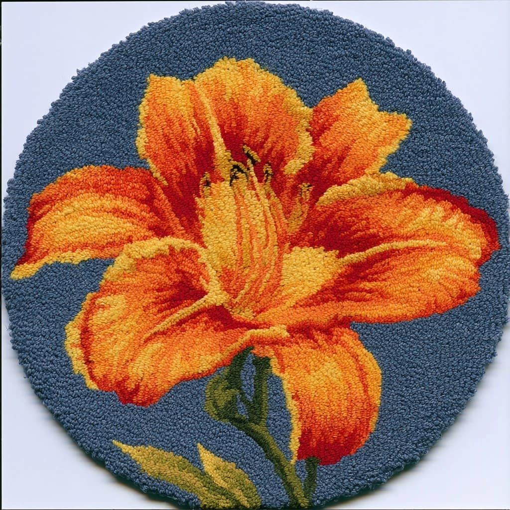 Ambattery Latch Hook Rug Kits-D Round Shape Latch Hook Kits For Adults,Lily Flowers