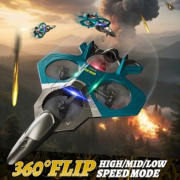 4DRC Foam RC Plane for Adults Kids, Remote Control Airplane Toys for Boys Kids Adults Beginners, RC Planes Fighter Jet Helicopter Drones for Kids Adults, 360 Flip Easy to Fly