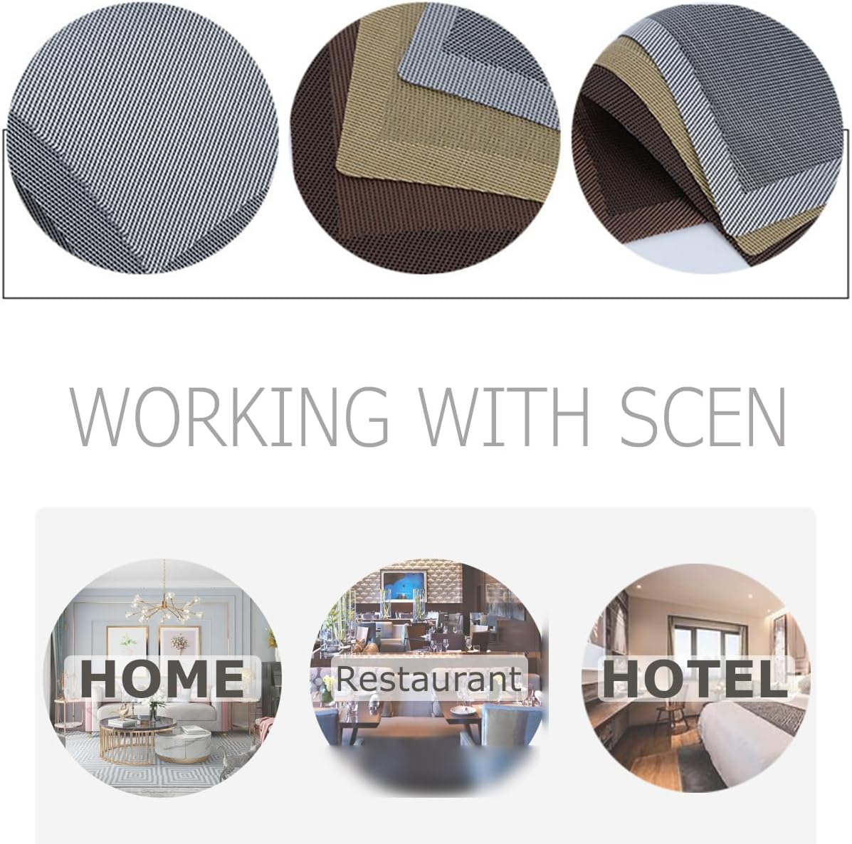 Wedge Shape Placemats for Round Dinner Table Woven Vinyl Wipe Clean Non Slip Plastic Table Mats Set of 4（Champagne） - Image 8