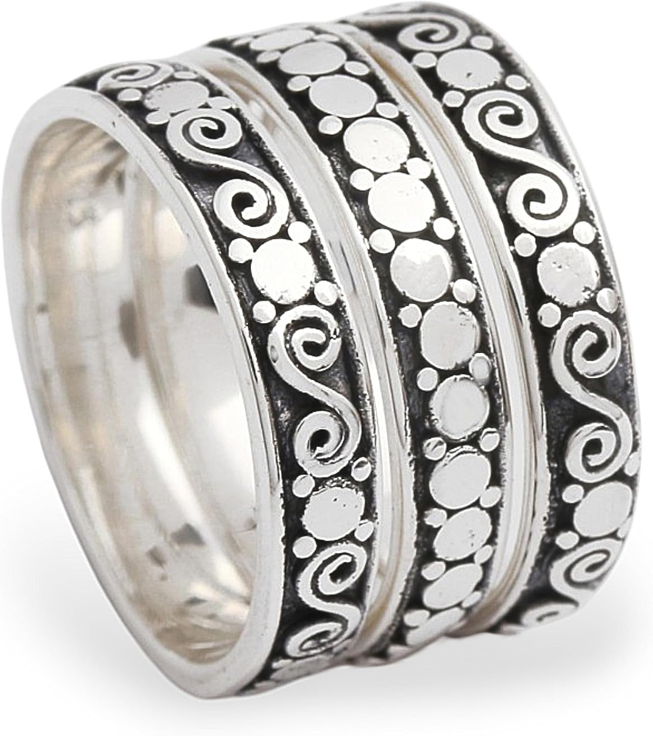 NOVICA Artisan Handmade .925 Sterling Silver Stacking Rings Band Indonesia Bohemian 'Together'(Set of 3)