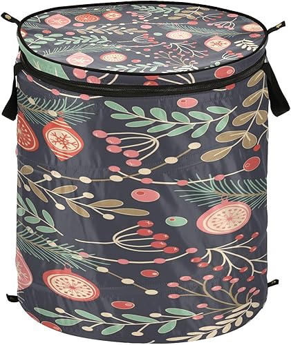 Tapas Decore cesta de lavandería plegable con asas para dormitorio Patrón de Navidad Hoja Flor Moderna,cestos para ropa sucia