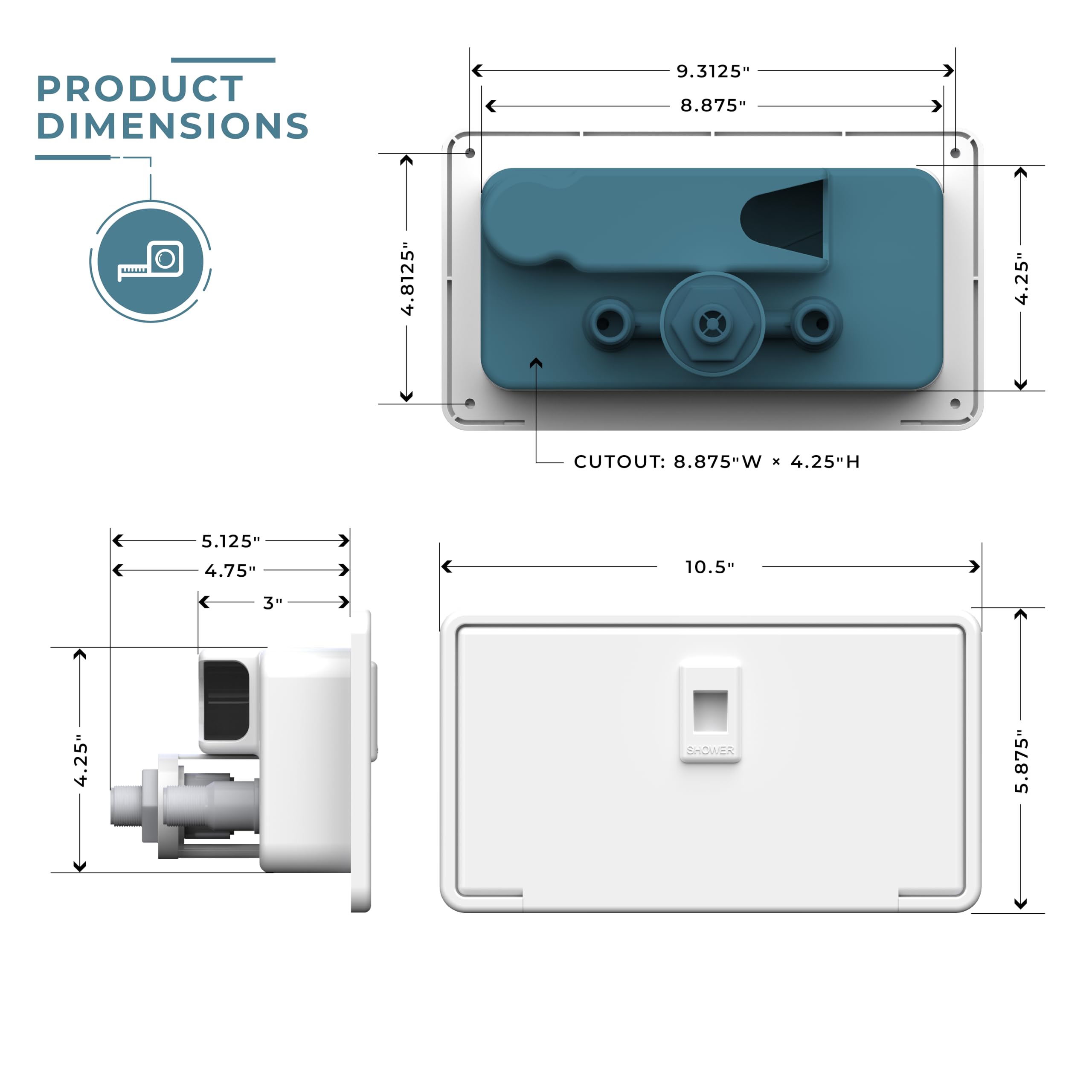 Manufacturers' Select ITC Fontana Wohnmobil-Außenduschkasten-Set, Wasserhahn mit Duschkopf (weiß mit Verriegelungstür) (B07VQCH6HC)