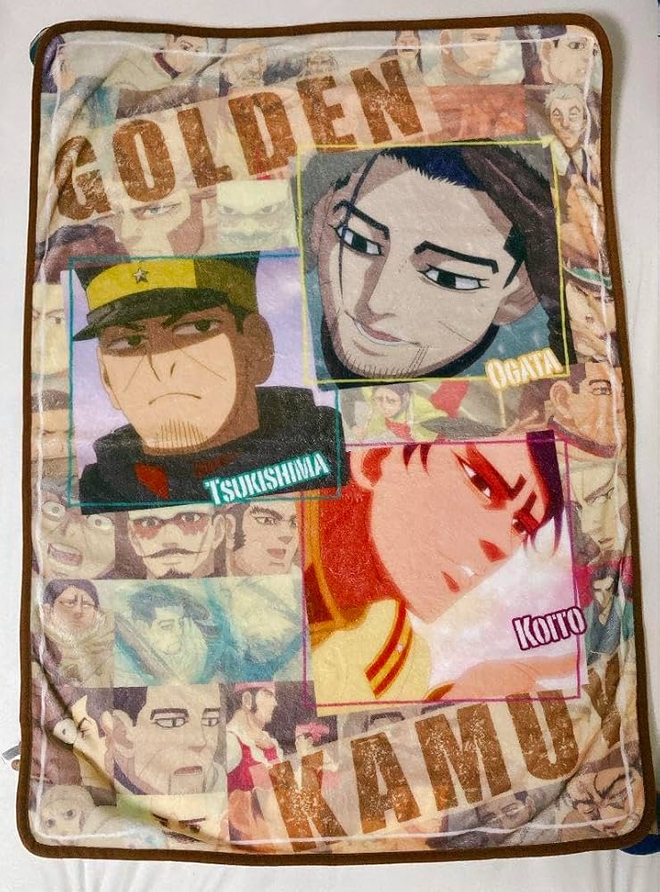 ゴールデンカムイ　プレミアムふわふわブランケット　ブラウン　尾形　鯉登　月島 ゴールデンカムイ プレミアムふわふわブランケット 尾形 鯉登