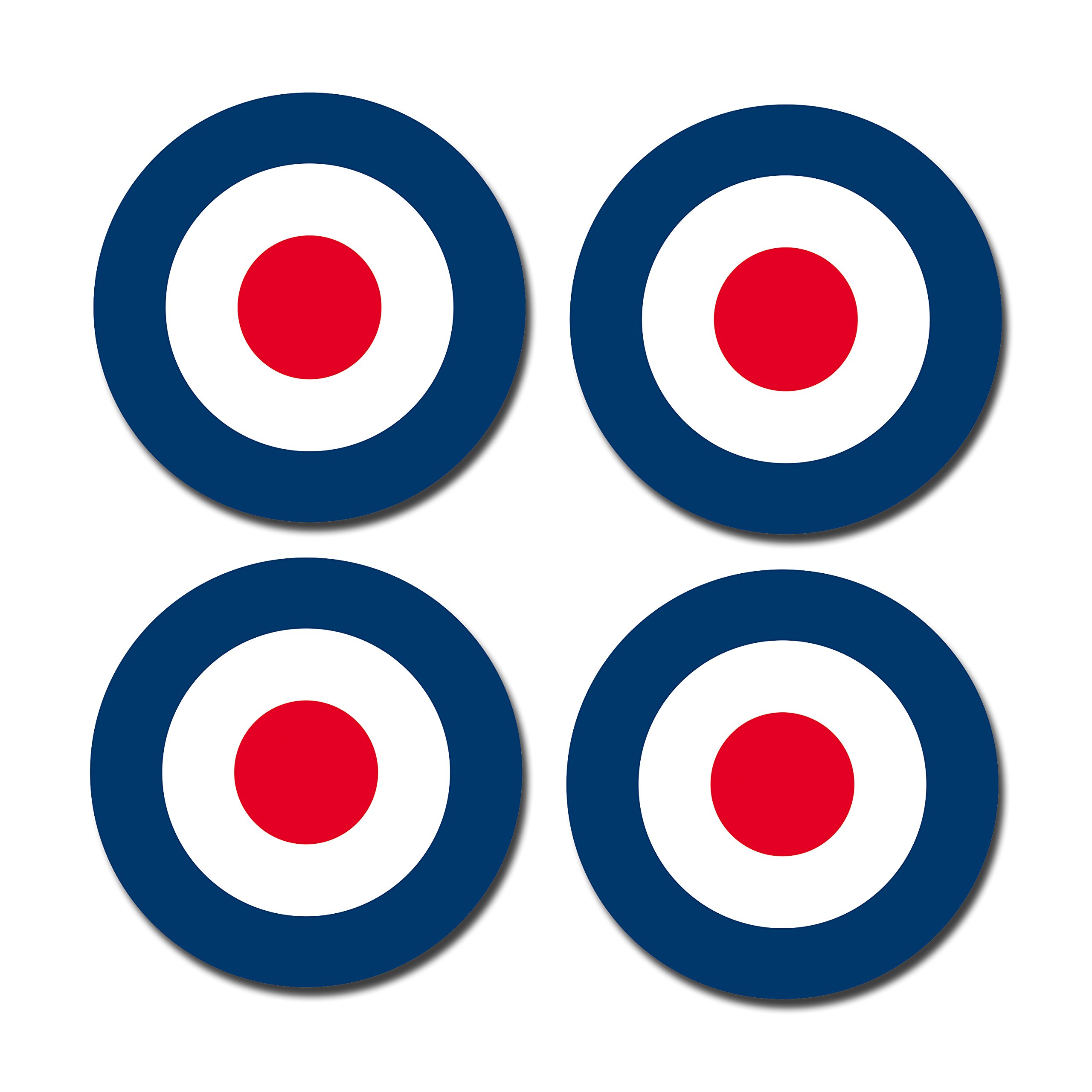 Destinationvinyl Multi 4 X 100Mm 4" Glossy Vinyl Stickers - Raf Roundel The Who Mod Target Vespa #0216 (Static Cling)