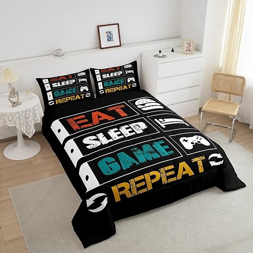 Miniatura 3 de Juego de edredón de videojuegos tamaño matrimonial, juego de ropa de cama para niños, adolescentes, niñas, niños, controlador de videojuegos,
